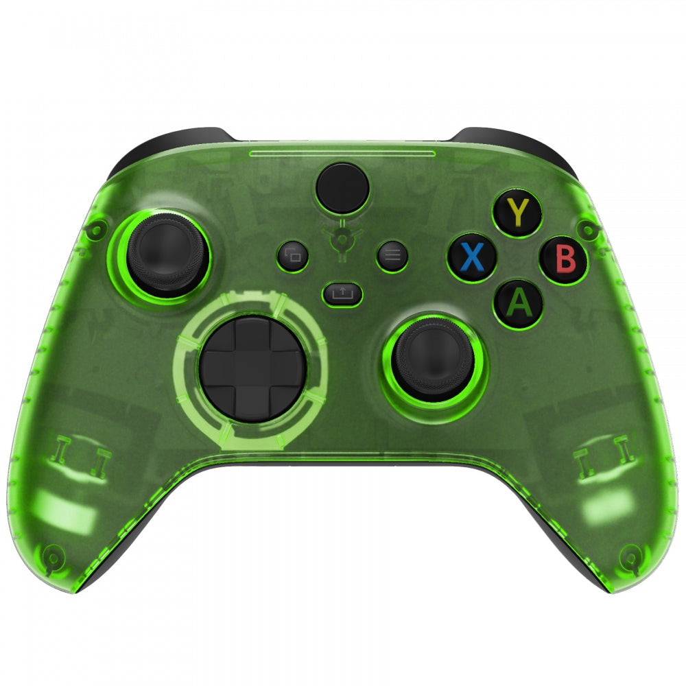 eXtremeRate Retail Replacement Front Housing Shell for Xbox Series X Controller, Clear Green Custom Cover Faceplate for Xbox Series S Controller - Controller NOT Included - FX3M503