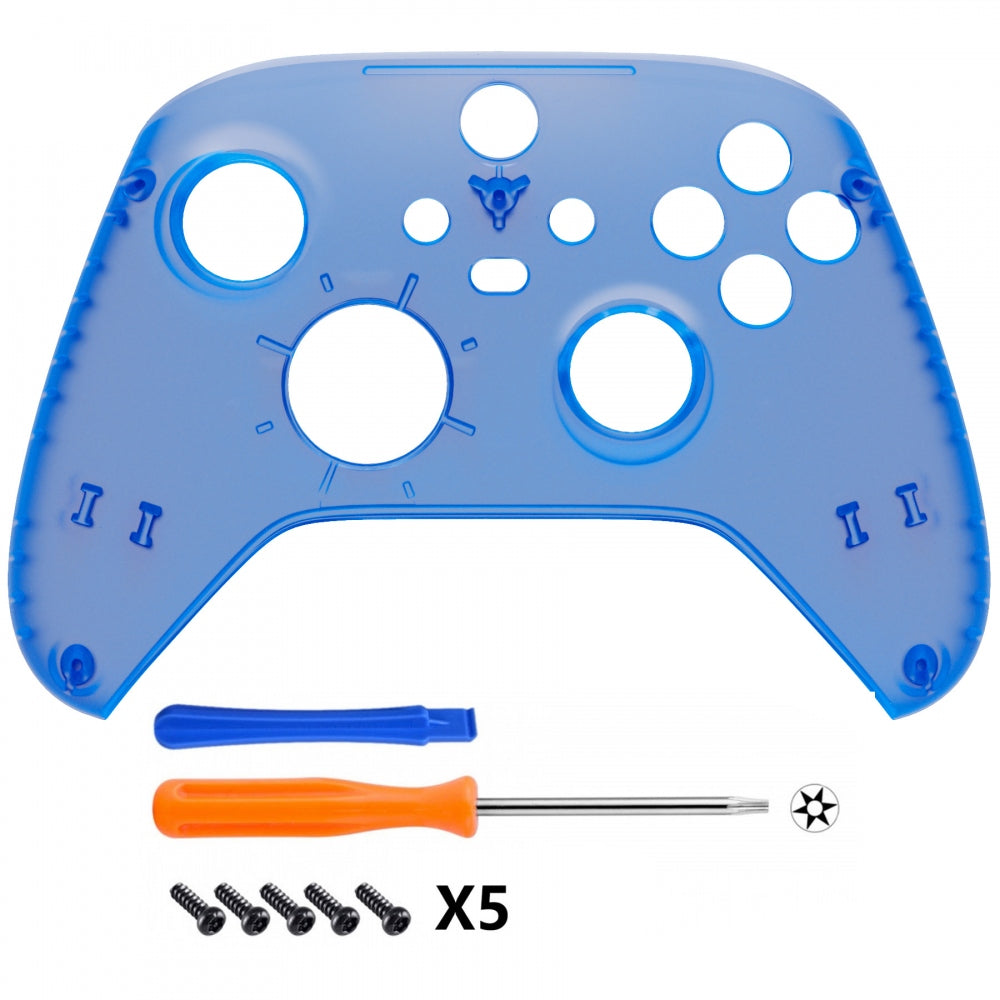 eXtremeRate Retail Replacement Front Housing Shell for Xbox Series X Controller, Clear Blue Custom Cover Faceplate for Xbox Series S Controller - Controller NOT Included - FX3M504