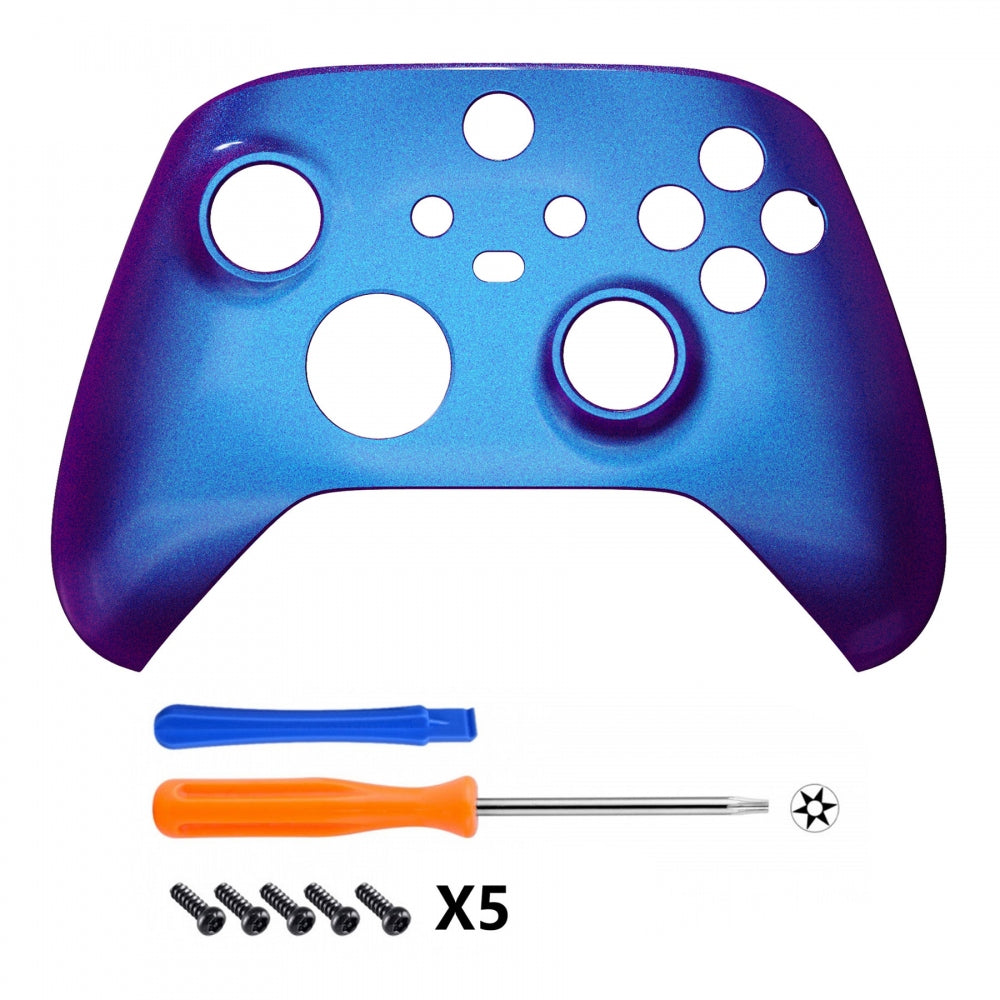 eXtremeRate Retail Chameleon Puple Blue Glossy Replacement Front Housing Shell for Xbox Series X Controller, Custom Cover Faceplate for Xbox Series S Controller - Controller NOT Included - FX3P301