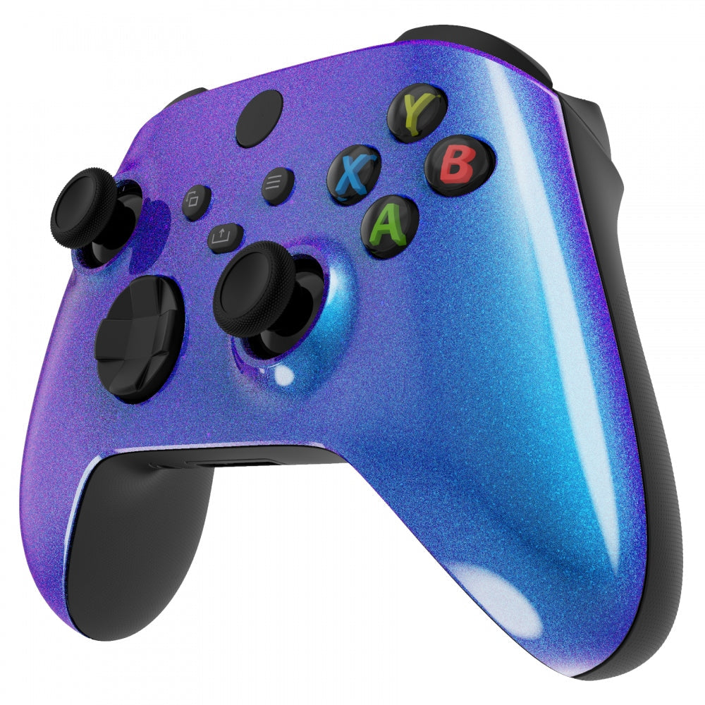 eXtremeRate Retail Chameleon Puple Blue Glossy Replacement Front Housing Shell for Xbox Series X Controller, Custom Cover Faceplate for Xbox Series S Controller - Controller NOT Included - FX3P301