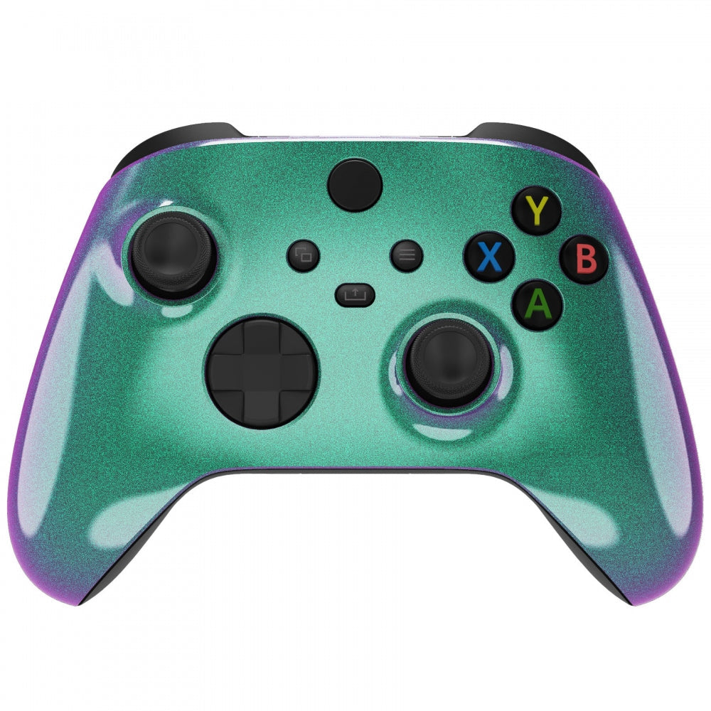 eXtremeRate Retail Chameleon Green Purple Glossy Replacement Front Housing Shell for Xbox Series X Controller, Custom Cover Faceplate for Xbox Series S Controller - Controller NOT Included - FX3P302