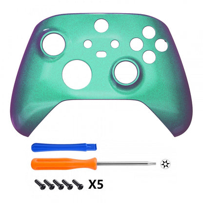 eXtremeRate Retail Chameleon Green Purple Glossy Replacement Front Housing Shell for Xbox Series X Controller, Custom Cover Faceplate for Xbox Series S Controller - Controller NOT Included - FX3P302