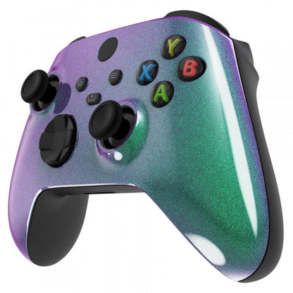 eXtremeRate Retail Chameleon Green Purple Glossy Replacement Front Housing Shell for Xbox Series X Controller, Custom Cover Faceplate for Xbox Series S Controller - Controller NOT Included - FX3P302