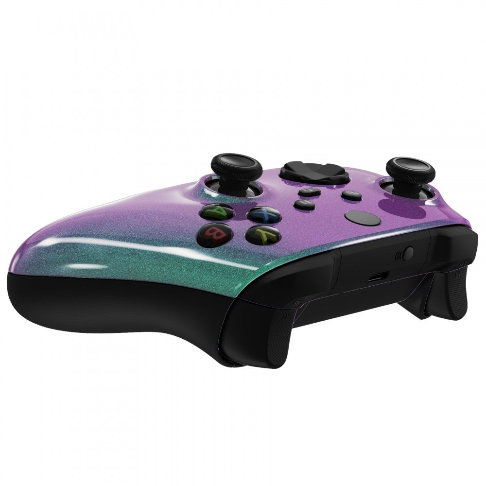 eXtremeRate Retail Chameleon Green Purple Glossy Replacement Front Housing Shell for Xbox Series X Controller, Custom Cover Faceplate for Xbox Series S Controller - Controller NOT Included - FX3P302