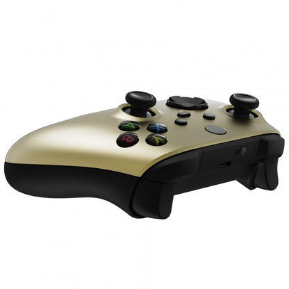 eXtremeRate Retail Champagne Gold Replacement Part Faceplate, Soft Touch Grip Housing Shell Case for Xbox Series S & Xbox Series X Controller Accessories - Controller NOT Included - FX3P333