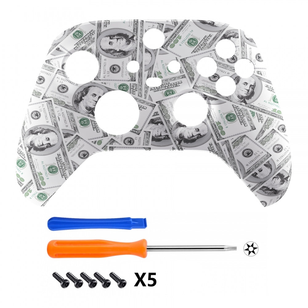 eXtremeRate Retail 100$ Cash Money Replacement Part Faceplate, Soft Touch Grip Housing Shell Case for Xbox Series S & Xbox Series X Controller Accessories - Controller NOT Included - FX3S203