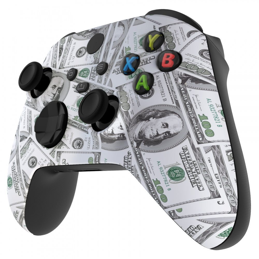 eXtremeRate Retail 100$ Cash Money Replacement Part Faceplate, Soft Touch Grip Housing Shell Case for Xbox Series S & Xbox Series X Controller Accessories - Controller NOT Included - FX3S203