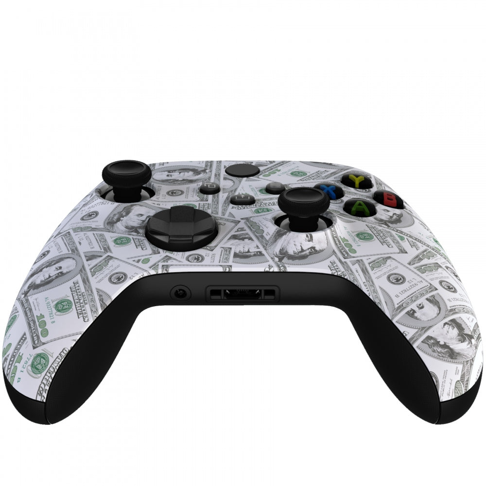 eXtremeRate Retail 100$ Cash Money Replacement Part Faceplate, Soft Touch Grip Housing Shell Case for Xbox Series S & Xbox Series X Controller Accessories - Controller NOT Included - FX3S203