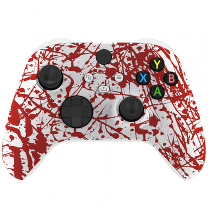 eXtremeRate Retail Blood Replacement Part Faceplate, Soft Touch Grip Housing Shell Case for Xbox Series S & Xbox Series X Controller Accessories - Controller NOT Included - FX3S205