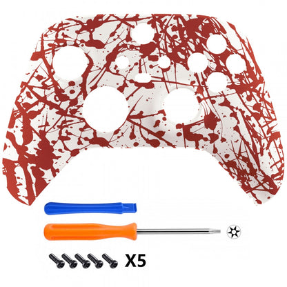 eXtremeRate Retail Blood Replacement Part Faceplate, Soft Touch Grip Housing Shell Case for Xbox Series S & Xbox Series X Controller Accessories - Controller NOT Included - FX3S205