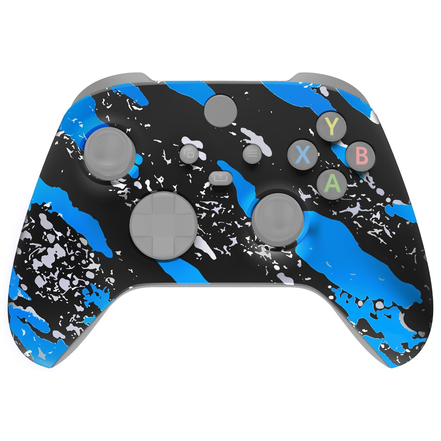 eXtremeRate Retail Blue Coating Splash Replacement Part Faceplate, Soft Touch Grip Housing Shell Case for Xbox Series S & Xbox Series X Controller Accessories - Controller NOT Included - FX3S206