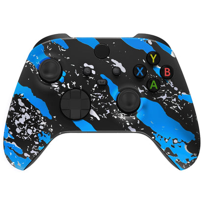 eXtremeRate Retail Blue Coating Splash Replacement Part Faceplate, Soft Touch Grip Housing Shell Case for Xbox Series S & Xbox Series X Controller Accessories - Controller NOT Included - FX3S206