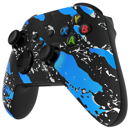 eXtremeRate Retail Blue Coating Splash Replacement Part Faceplate, Soft Touch Grip Housing Shell Case for Xbox Series S & Xbox Series X Controller Accessories - Controller NOT Included - FX3S206