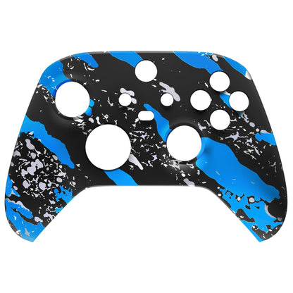 eXtremeRate Retail Blue Coating Splash Replacement Part Faceplate, Soft Touch Grip Housing Shell Case for Xbox Series S & Xbox Series X Controller Accessories - Controller NOT Included - FX3S206