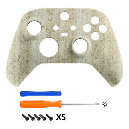 eXtremeRate Retail Pine Wood Grain Replacement Part Faceplate, Soft Touch Grip Housing Shell Case for Xbox Series S & Xbox Series X Controller Accessories - Controller NOT Included - FX3S210