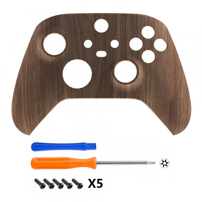 eXtremeRate Retail Wood Grain Replacement Part Faceplate, Soft Touch Grip Housing Shell Case for Xbox Series S & Xbox Series X Controller Accessories - Controller NOT Included - FX3S215