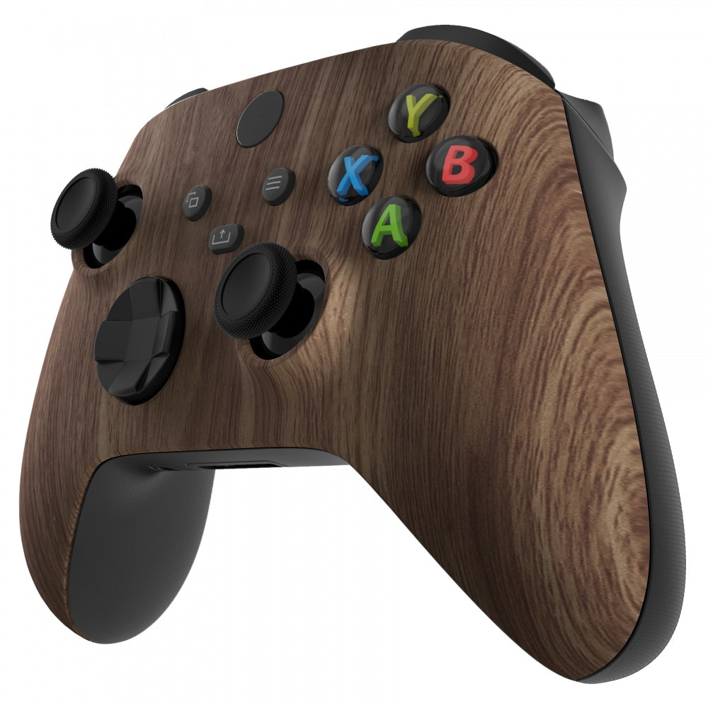 eXtremeRate Retail Wood Grain Replacement Part Faceplate, Soft Touch Grip Housing Shell Case for Xbox Series S & Xbox Series X Controller Accessories - Controller NOT Included - FX3S215