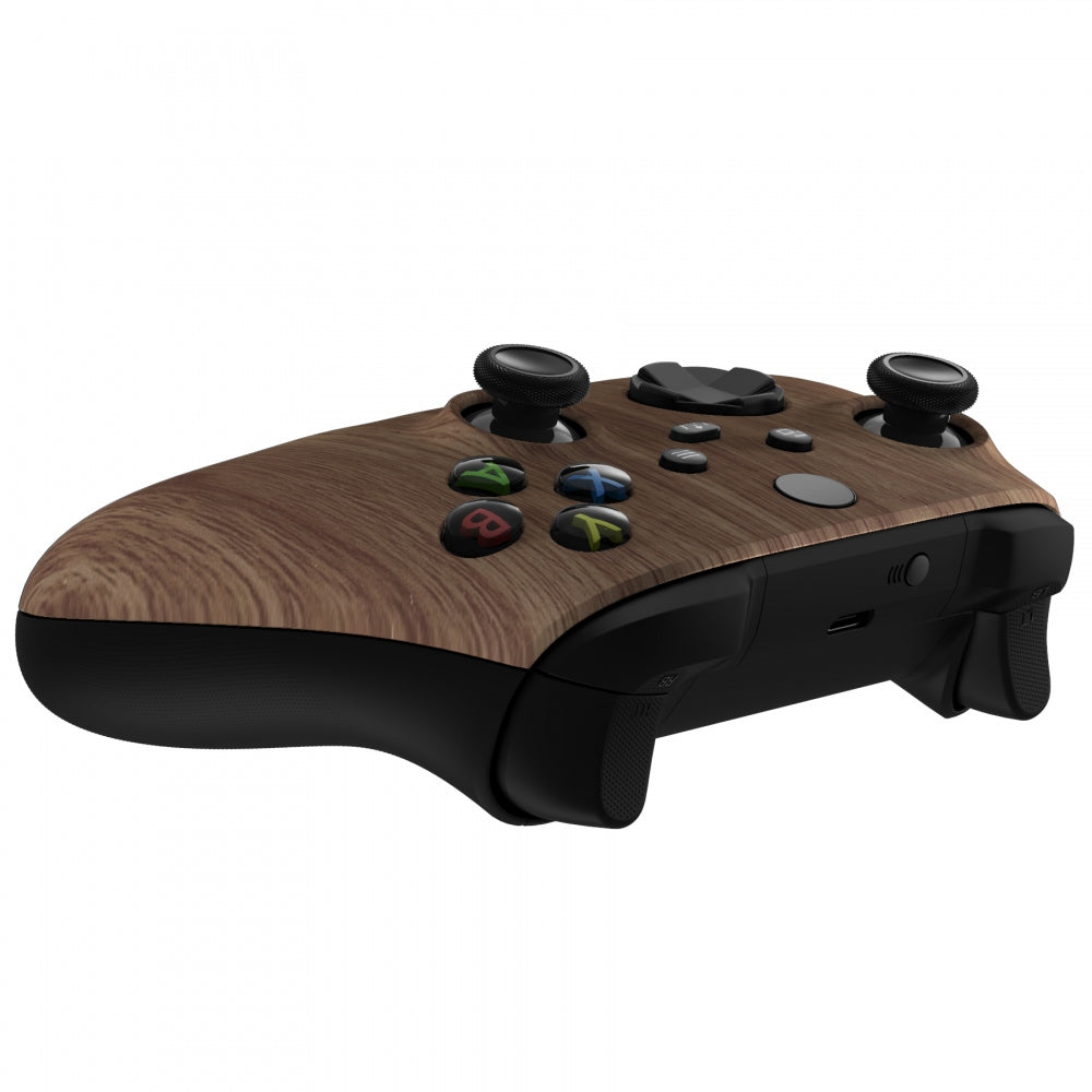 eXtremeRate Retail Wood Grain Replacement Part Faceplate, Soft Touch Grip Housing Shell Case for Xbox Series S & Xbox Series X Controller Accessories - Controller NOT Included - FX3S215