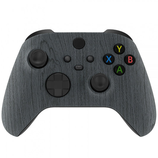 eXtremeRate Retail Black Wood Grain Replacement Part Faceplate, Soft Touch Grip Housing Shell Case for Xbox Series S & Xbox Series X Controller Accessories - Controller NOT Included - FX3S216