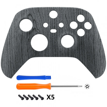 eXtremeRate Retail Black Wood Grain Replacement Part Faceplate, Soft Touch Grip Housing Shell Case for Xbox Series S & Xbox Series X Controller Accessories - Controller NOT Included - FX3S216