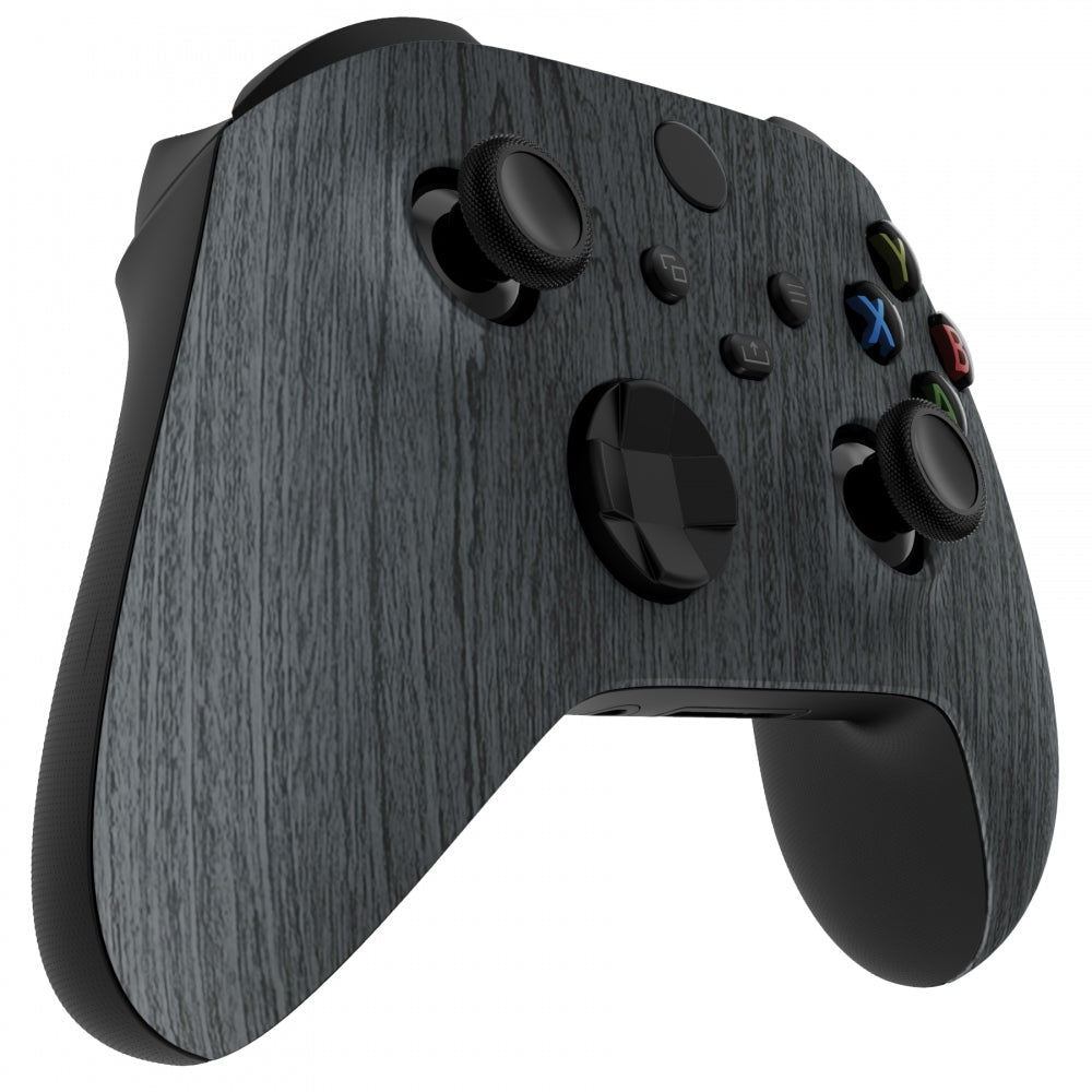 eXtremeRate Retail Black Wood Grain Replacement Part Faceplate, Soft Touch Grip Housing Shell Case for Xbox Series S & Xbox Series X Controller Accessories - Controller NOT Included - FX3S216