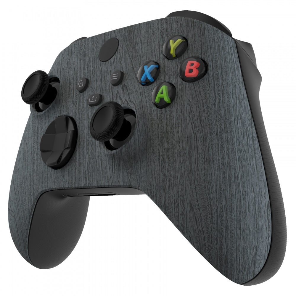 eXtremeRate Retail Black Wood Grain Replacement Part Faceplate, Soft Touch Grip Housing Shell Case for Xbox Series S & Xbox Series X Controller Accessories - Controller NOT Included - FX3S216