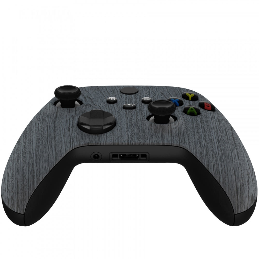 eXtremeRate Retail Black Wood Grain Replacement Part Faceplate, Soft Touch Grip Housing Shell Case for Xbox Series S & Xbox Series X Controller Accessories - Controller NOT Included - FX3S216