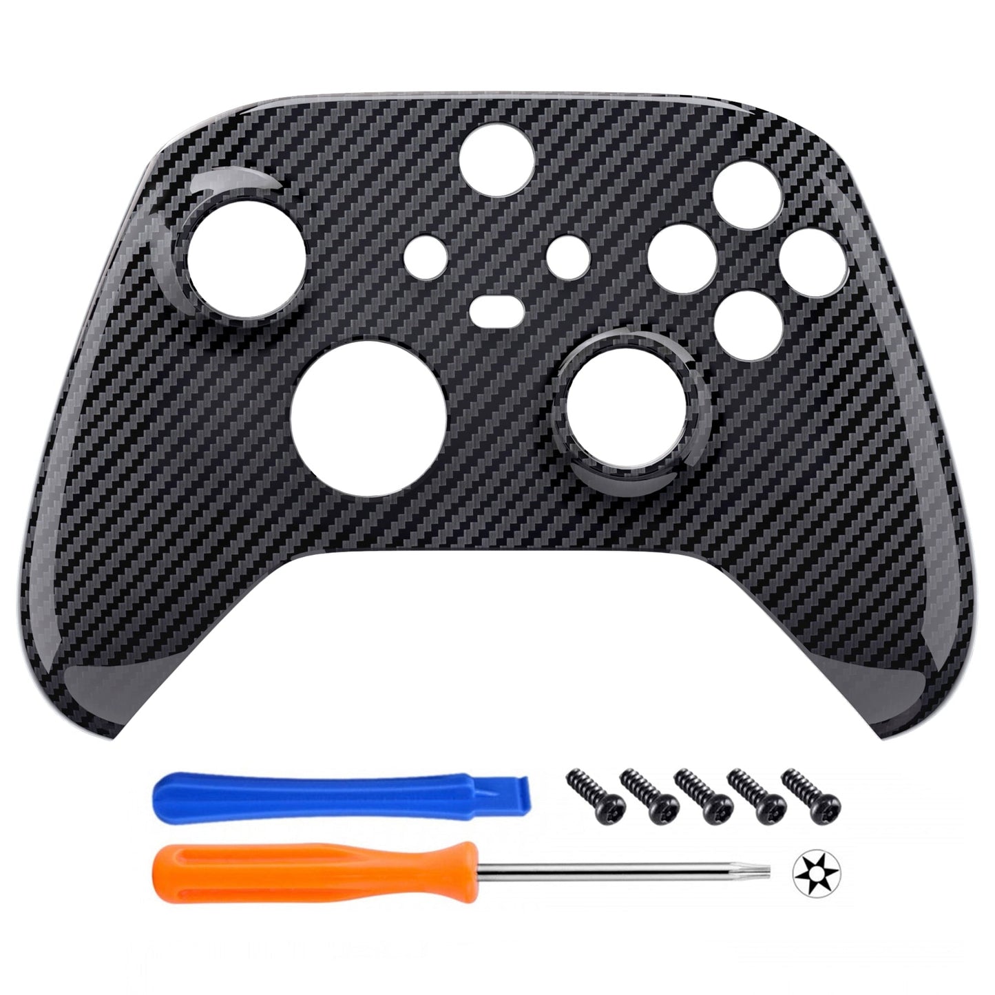 eXtremeRate Retail Graphite Carbon Fiber Pattern Replacement Part Faceplate, Soft Touch Grip Housing Shell Case for Xbox Series S & Xbox Series X Controller Accessories - Controller NOT Included - FX3S217