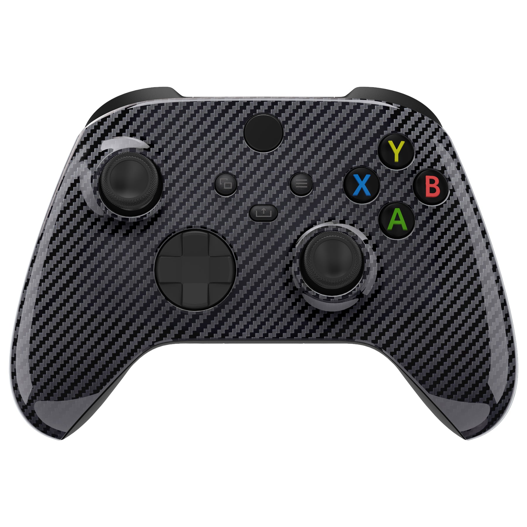 eXtremeRate Retail Graphite Carbon Fiber Pattern Replacement Part Faceplate, Soft Touch Grip Housing Shell Case for Xbox Series S & Xbox Series X Controller Accessories - Controller NOT Included - FX3S217