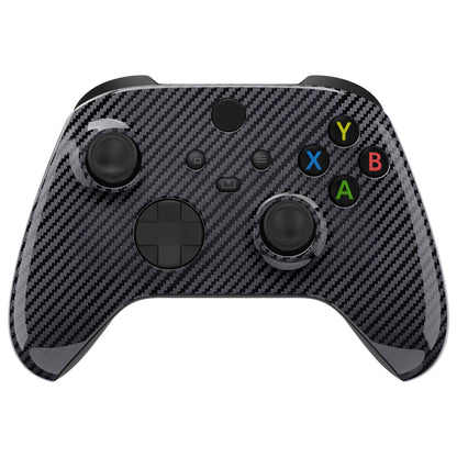 eXtremeRate Retail Graphite Carbon Fiber Pattern Replacement Part Faceplate, Soft Touch Grip Housing Shell Case for Xbox Series S & Xbox Series X Controller Accessories - Controller NOT Included - FX3S217