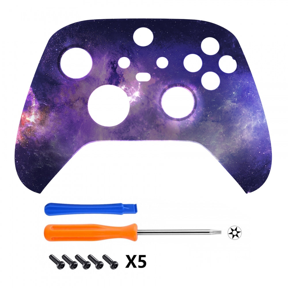 eXtremeRate Retail Nebula Galaxy Replacement Part Faceplate, Soft Touch Grip Housing Shell Case for Xbox Series S & Xbox Series X Controller Accessories - Controller NOT Included - FX3T101