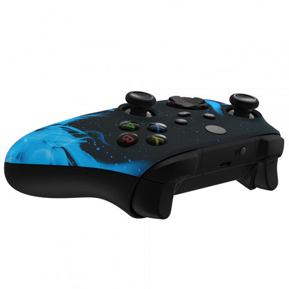 eXtremeRate Retail Blue Flame Replacement Part Faceplate, Soft Touch Grip Housing Shell Case for Xbox Series S & Xbox Series X Controller Accessories - Controller NOT Included - FX3T105