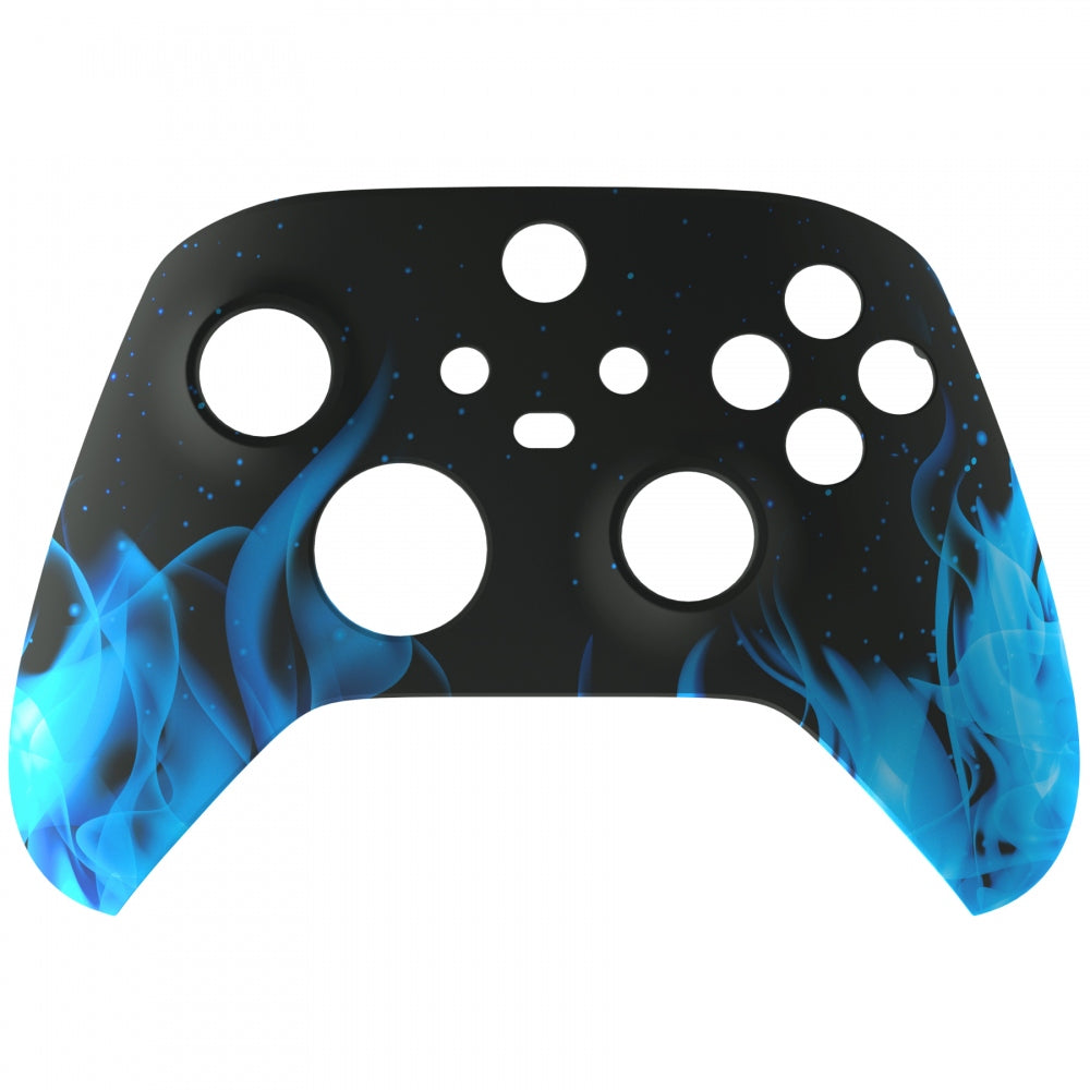 eXtremeRate Retail Blue Flame Replacement Part Faceplate, Soft Touch Grip Housing Shell Case for Xbox Series S & Xbox Series X Controller Accessories - Controller NOT Included - FX3T105