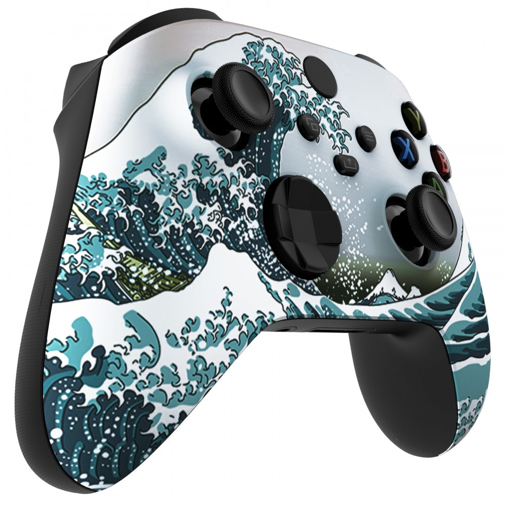 eXtremeRate Retail The Great Wave Replacement Part Faceplate, Soft Touch Grip Housing Shell Case for Xbox Series S & Xbox Series X Controller Accessories - Controller NOT Included - FX3T106