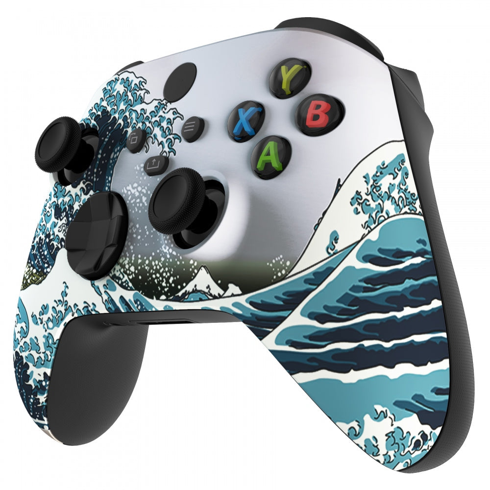 eXtremeRate Retail The Great Wave Replacement Part Faceplate, Soft Touch Grip Housing Shell Case for Xbox Series S & Xbox Series X Controller Accessories - Controller NOT Included - FX3T106