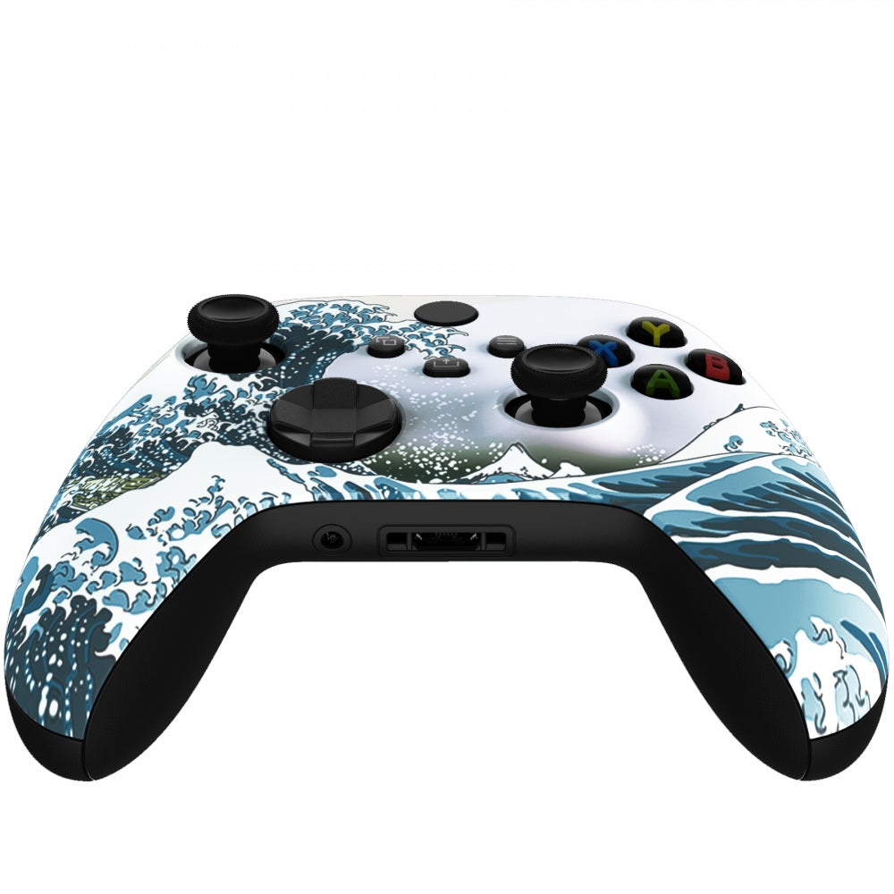 eXtremeRate Retail The Great Wave Replacement Part Faceplate, Soft Touch Grip Housing Shell Case for Xbox Series S & Xbox Series X Controller Accessories - Controller NOT Included - FX3T106