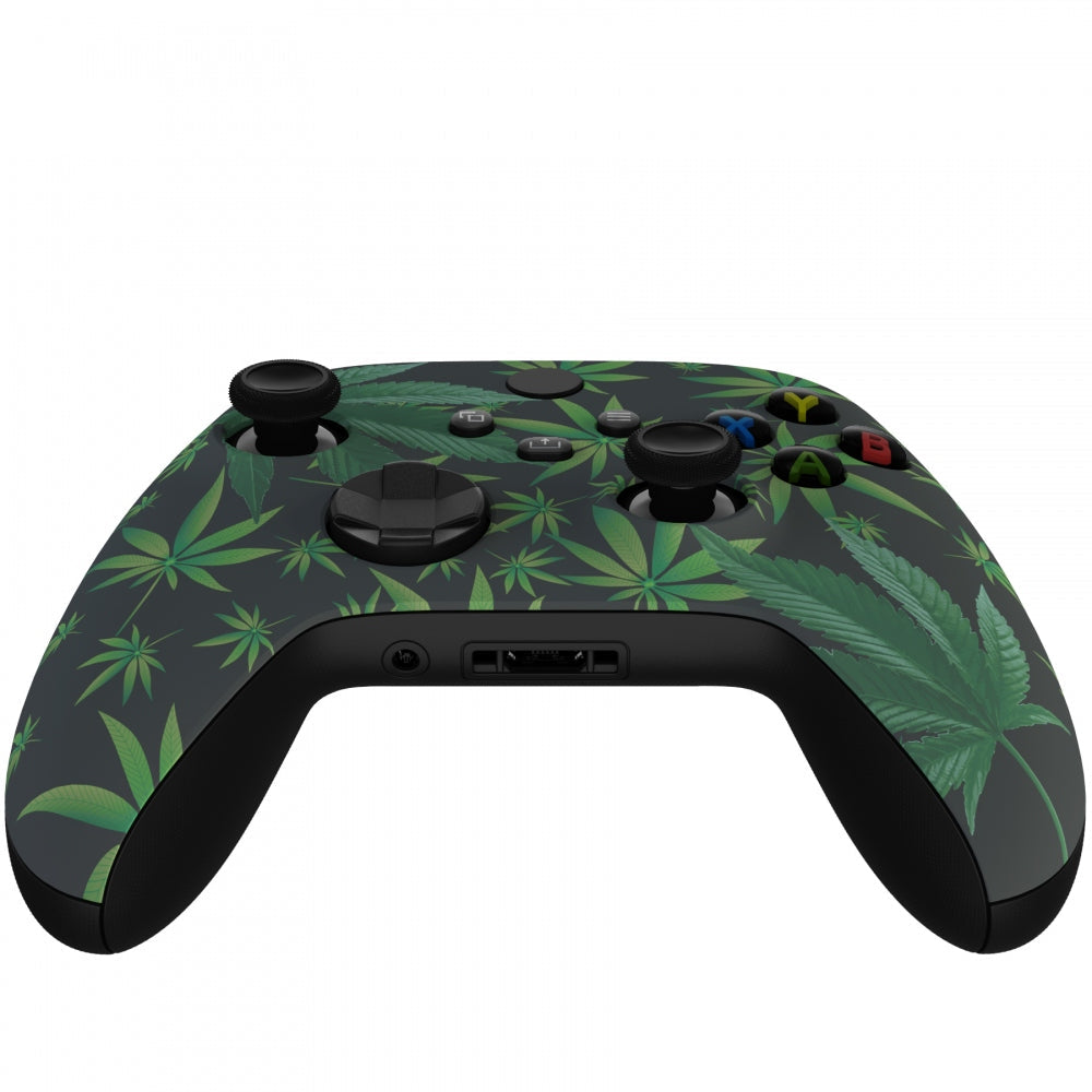 eXtremeRate Retail Green Weeds Replacement Part Faceplate, Soft Touch Grip Housing Shell Case for Xbox Series S & Xbox Series X Controller Accessories - Controller NOT Included - FX3T111