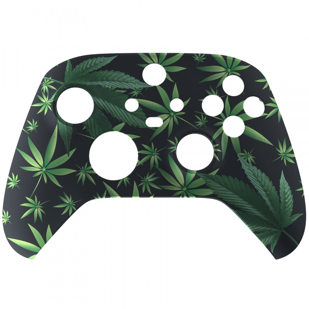 eXtremeRate Retail Green Weeds Replacement Part Faceplate, Soft Touch Grip Housing Shell Case for Xbox Series S & Xbox Series X Controller Accessories - Controller NOT Included - FX3T111