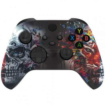 eXtremeRate Retail Tiger Skull Replacement Part Faceplate, Soft Touch Grip Housing Shell Case for Xbox Series S & Xbox Series X Controller Accessories - Controller NOT Included - FX3T113