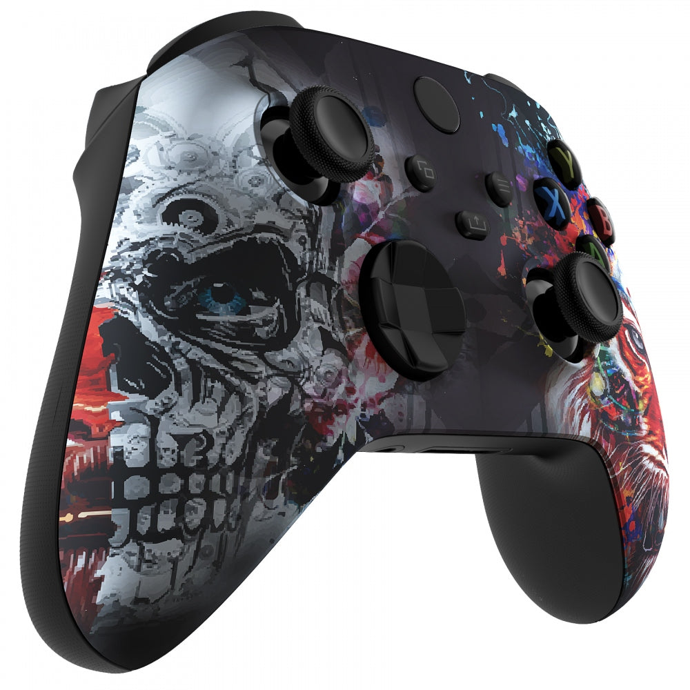 eXtremeRate Retail Tiger Skull Replacement Part Faceplate, Soft Touch Grip Housing Shell Case for Xbox Series S & Xbox Series X Controller Accessories - Controller NOT Included - FX3T113