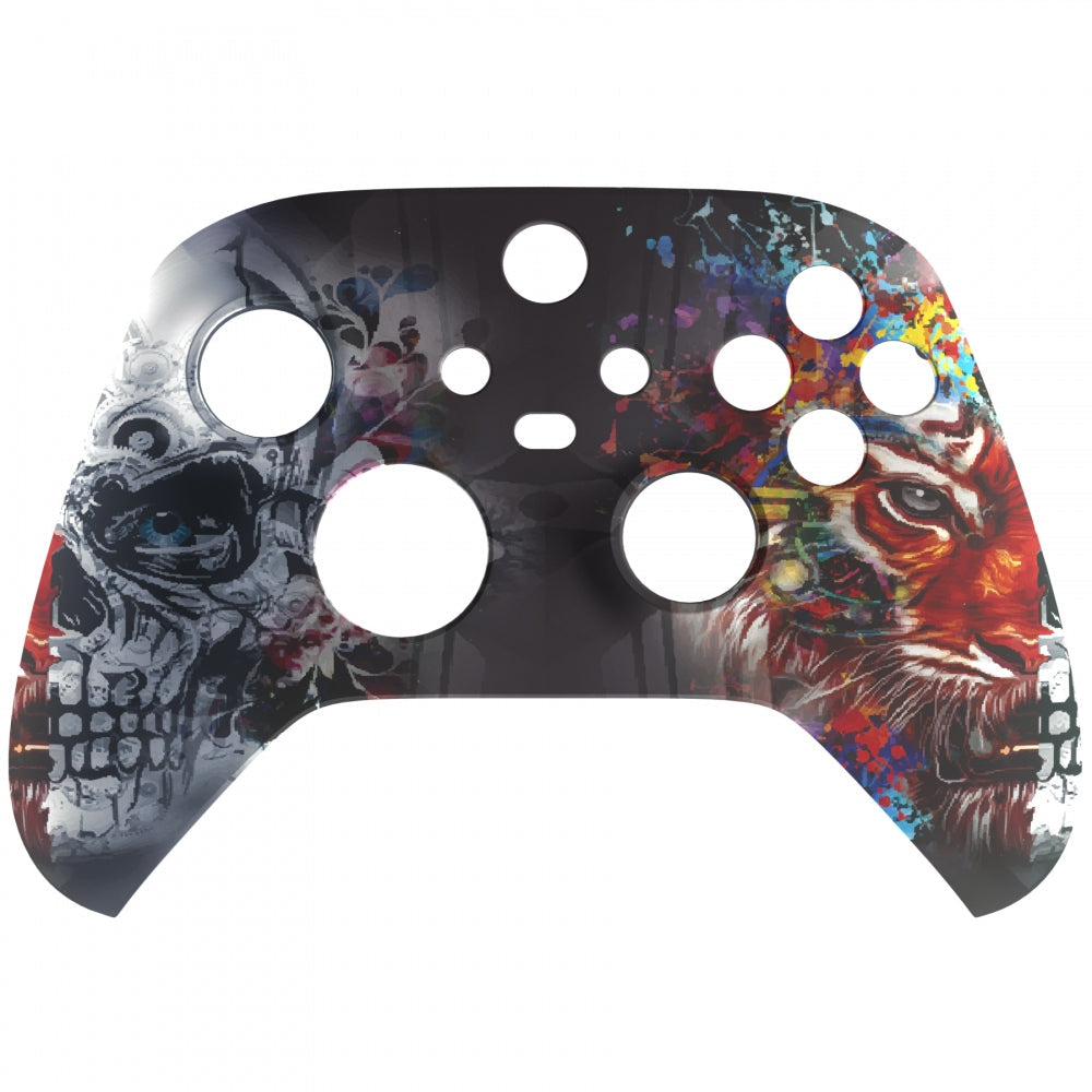 eXtremeRate Retail Tiger Skull Replacement Part Faceplate, Soft Touch Grip Housing Shell Case for Xbox Series S & Xbox Series X Controller Accessories - Controller NOT Included - FX3T113