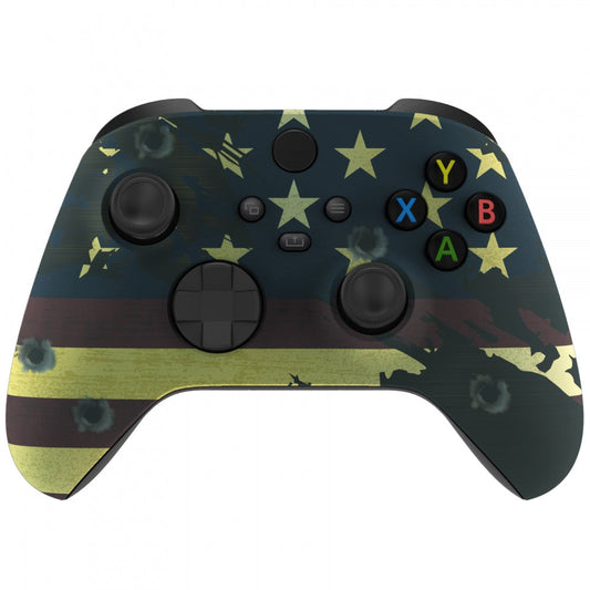 eXtremeRate Retail US Flag The Stars & Stripes Replacement Part Faceplate, Soft Touch Grip Housing Shell Case for Xbox Series S & Xbox Series X Controller Accessories - Controller NOT Included - FX3T114