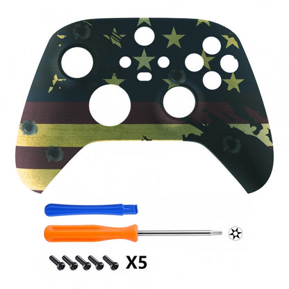 eXtremeRate Retail US Flag The Stars & Stripes Replacement Part Faceplate, Soft Touch Grip Housing Shell Case for Xbox Series S & Xbox Series X Controller Accessories - Controller NOT Included - FX3T114