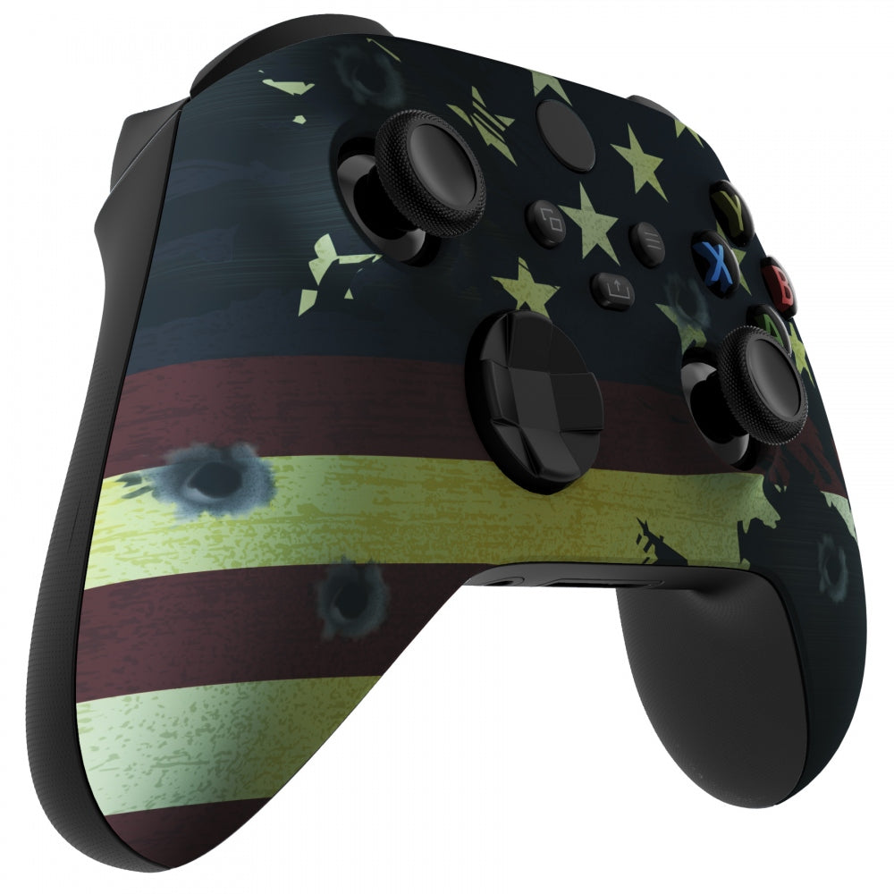 eXtremeRate Retail US Flag The Stars & Stripes Replacement Part Faceplate, Soft Touch Grip Housing Shell Case for Xbox Series S & Xbox Series X Controller Accessories - Controller NOT Included - FX3T114