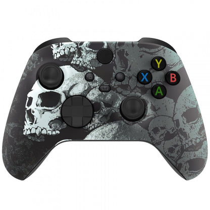 eXtremeRate Retail Lonely Skull Replacement Part Faceplate, Soft Touch Grip Housing Shell Case for Xbox Series S & Xbox Series X Controller Accessories - Controller NOT Included - FX3T120