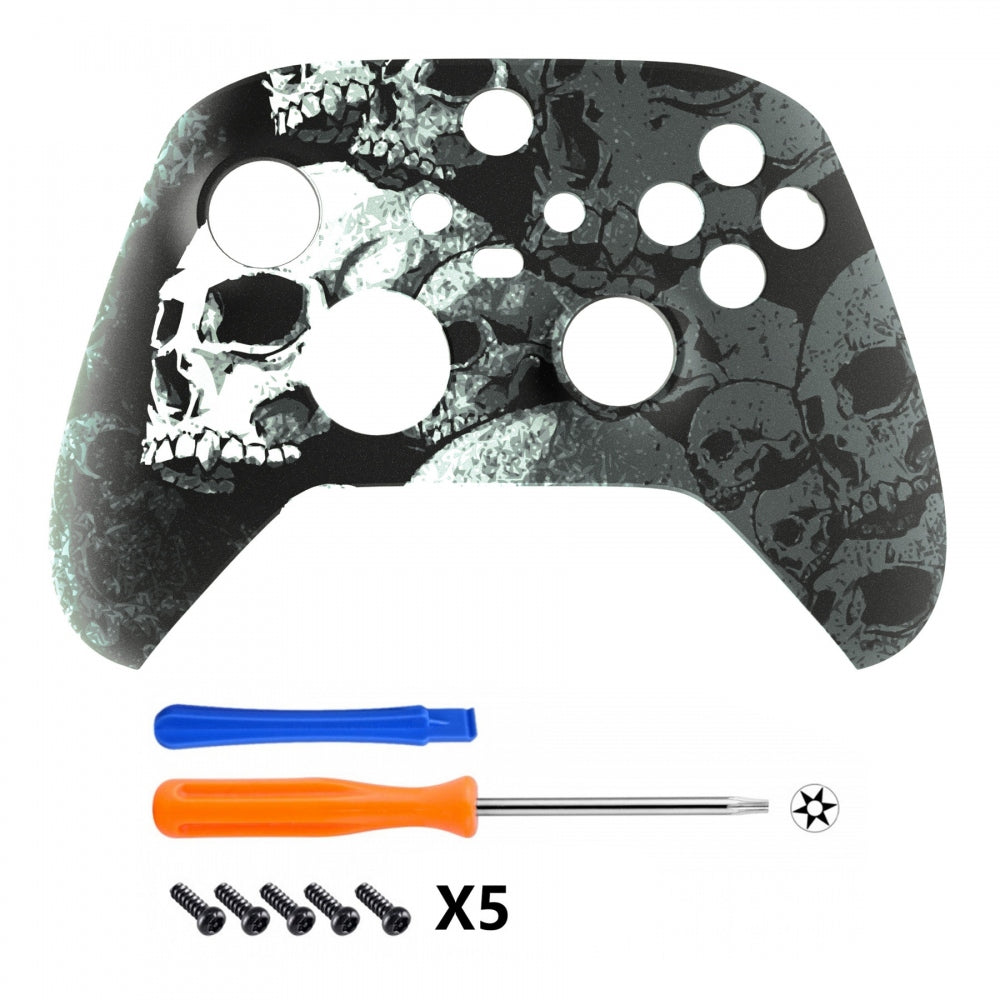 eXtremeRate Retail Lonely Skull Replacement Part Faceplate, Soft Touch Grip Housing Shell Case for Xbox Series S & Xbox Series X Controller Accessories - Controller NOT Included - FX3T120