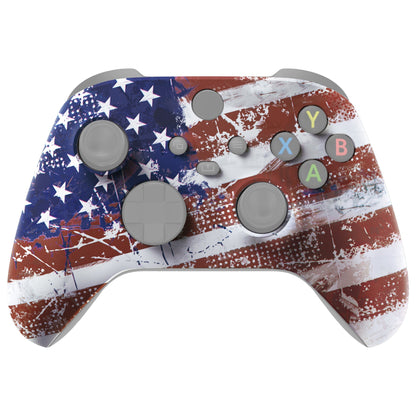 eXtremeRate Retail Impression US Flag Replacement Part Faceplate, Soft Touch Grip Housing Shell Case for Xbox Series S & Xbox Series X Controller Accessories - Controller NOT Included - FX3T143