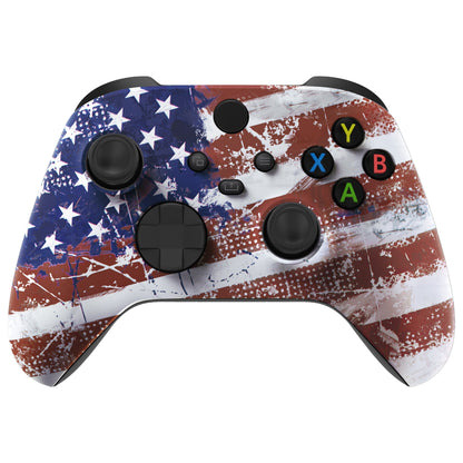 eXtremeRate Retail Impression US Flag Replacement Part Faceplate, Soft Touch Grip Housing Shell Case for Xbox Series S & Xbox Series X Controller Accessories - Controller NOT Included - FX3T143