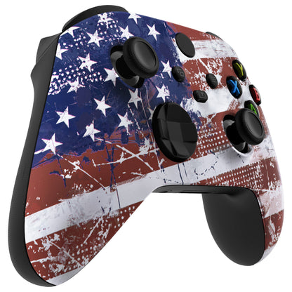 eXtremeRate Retail Impression US Flag Replacement Part Faceplate, Soft Touch Grip Housing Shell Case for Xbox Series S & Xbox Series X Controller Accessories - Controller NOT Included - FX3T143