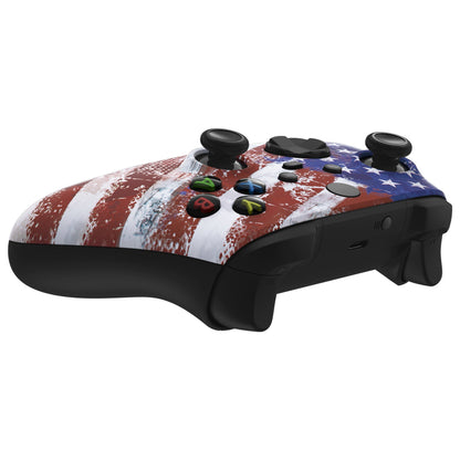 eXtremeRate Retail Impression US Flag Replacement Part Faceplate, Soft Touch Grip Housing Shell Case for Xbox Series S & Xbox Series X Controller Accessories - Controller NOT Included - FX3T143